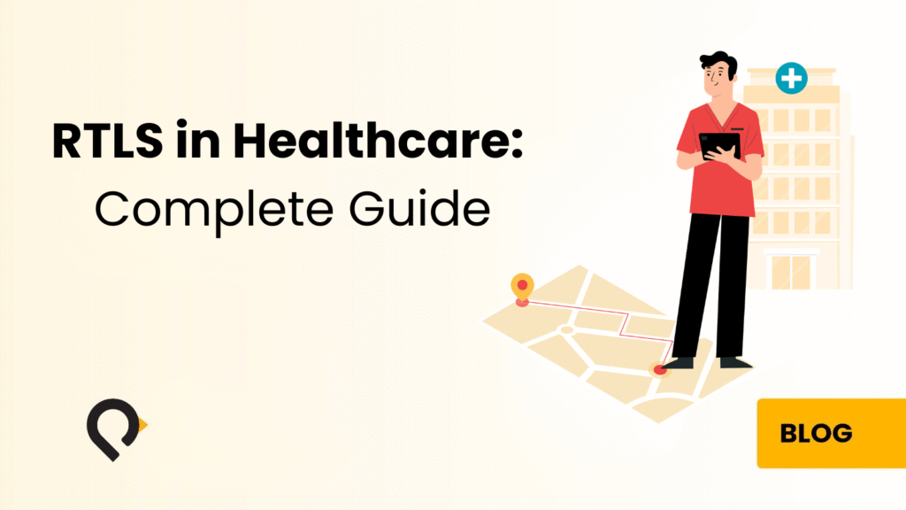 RTLS in Healthcare complete guide illustration showing a nurse using real-time location systems in a hospital environment